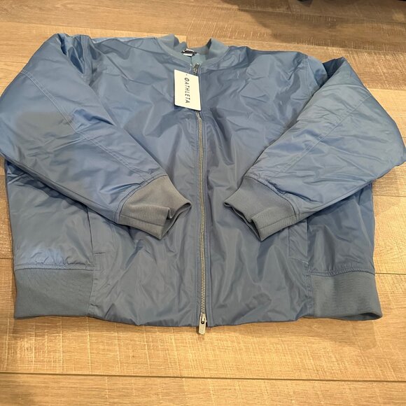 ATHLETA WOMENS XL SATEEN BOMBER JACKET NEW BABY BLUE - Picture 2 of 10